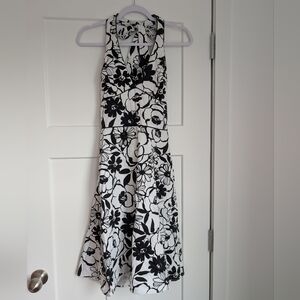 Y2K Floral Black and White Halter Dress Size 4
